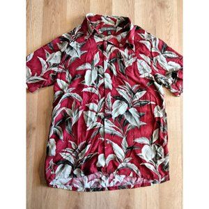 Croft‎ And Barrow Men's Red Hawaiian Button Up Shirt Size Medium